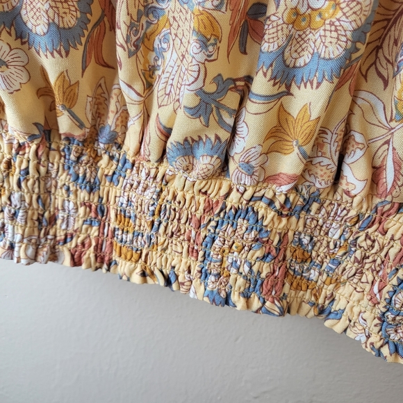 Rachel Zoe Orange Bohemian Floral Cropped Blouse - Picture 7 of 8